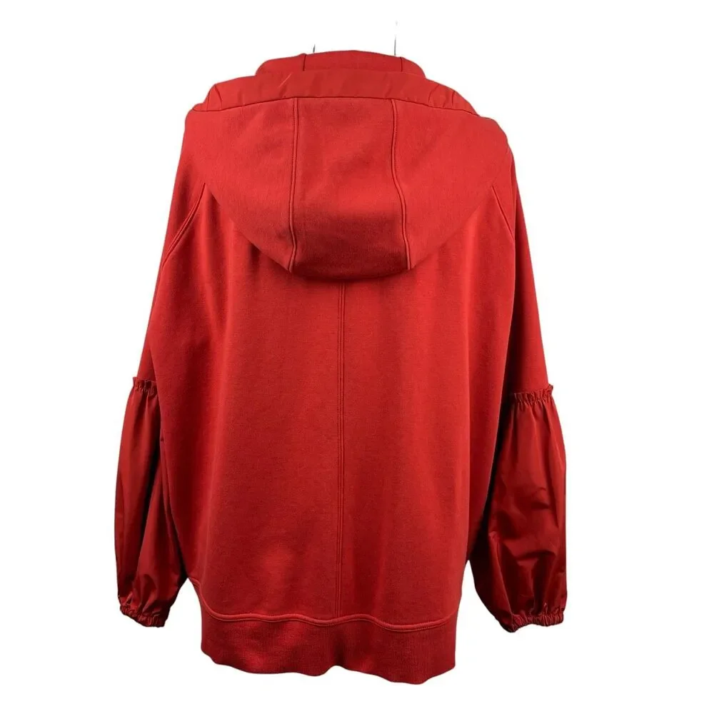 Athleta Women's On My Way‎ Triumph Hoodie Large Red Rust Zip‑Up Balloon Sleeve - Picture 8 of 13